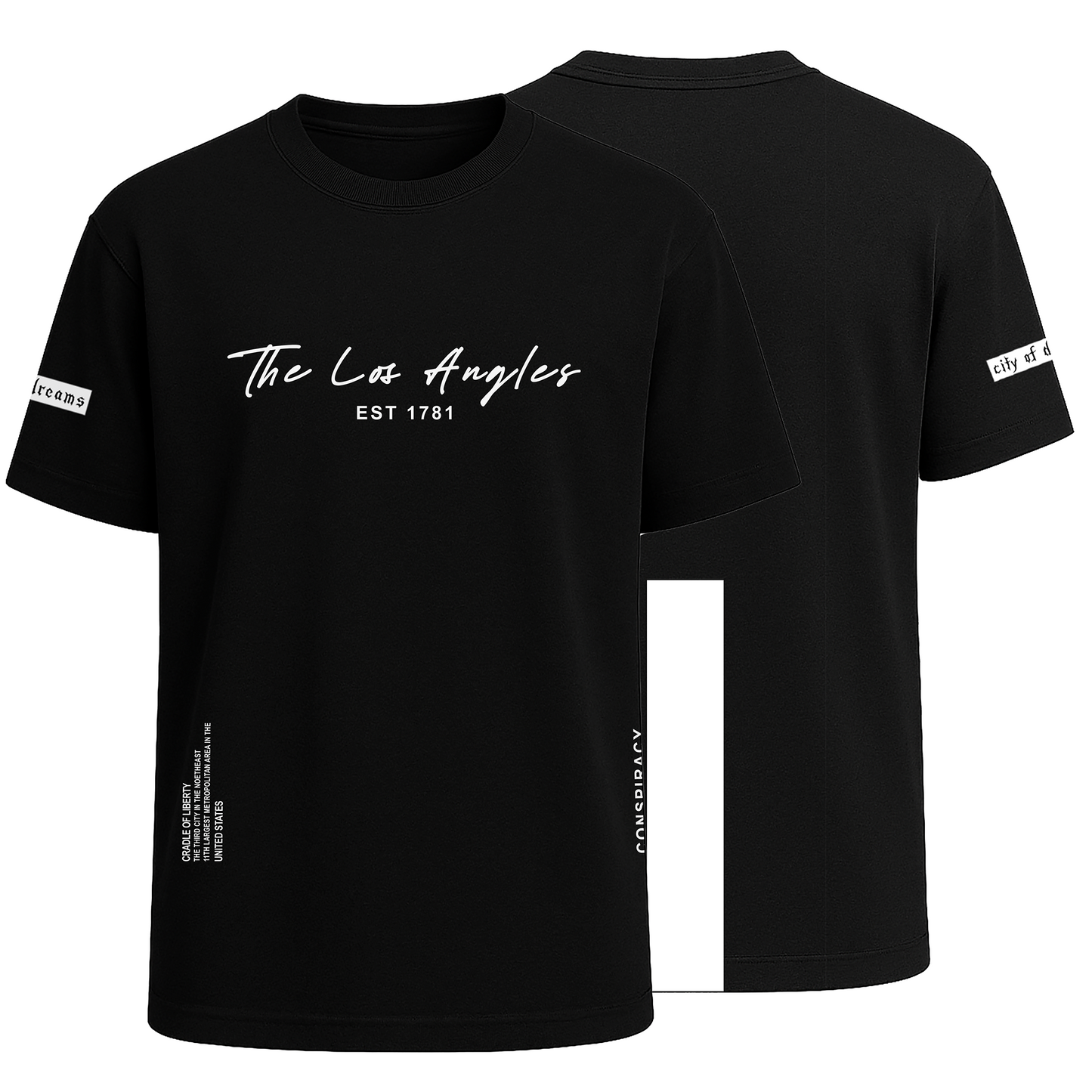 Rag Los Angels Black Half Sleeve T-Shirt