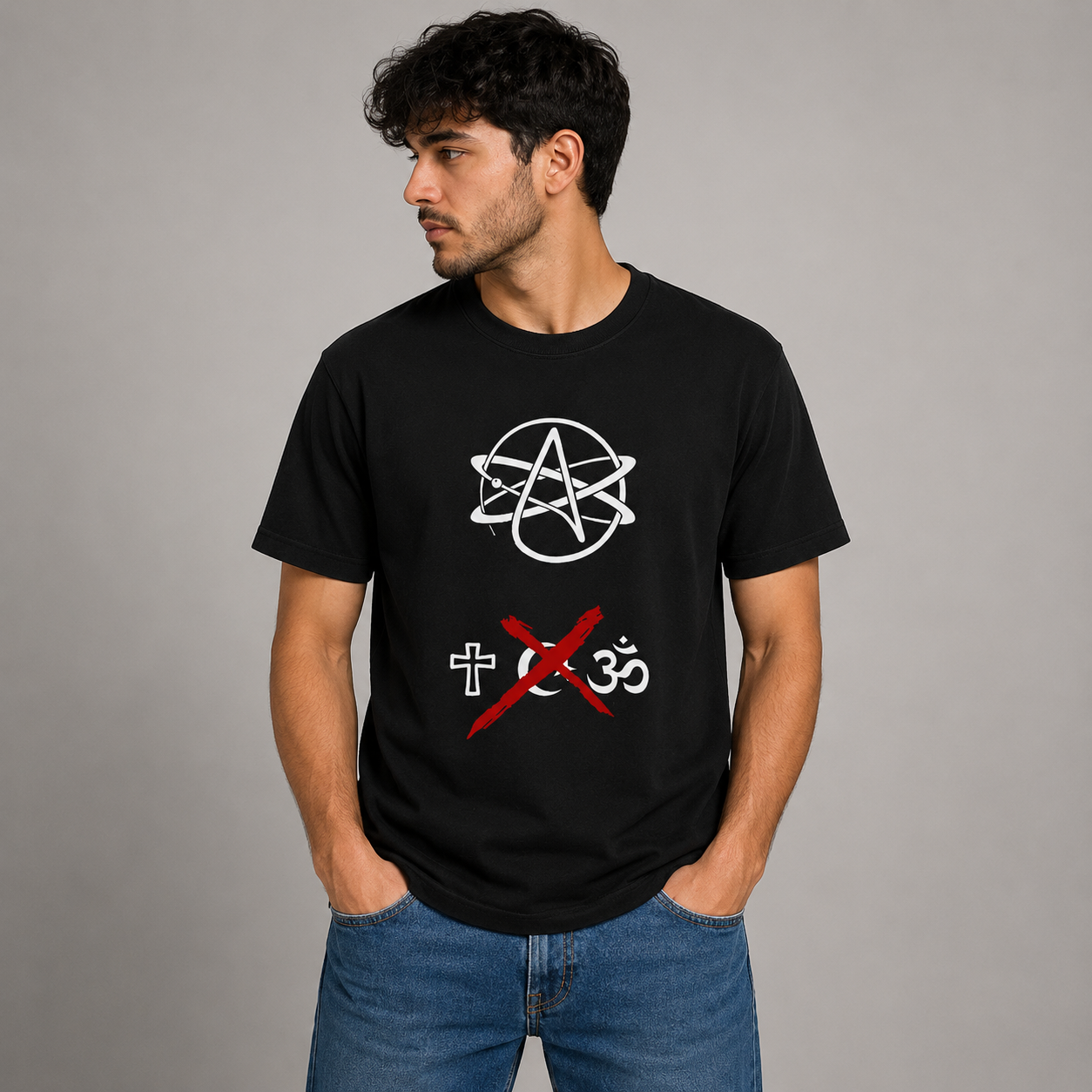 Rag Atheist Black Half Sleeve T-Shirt