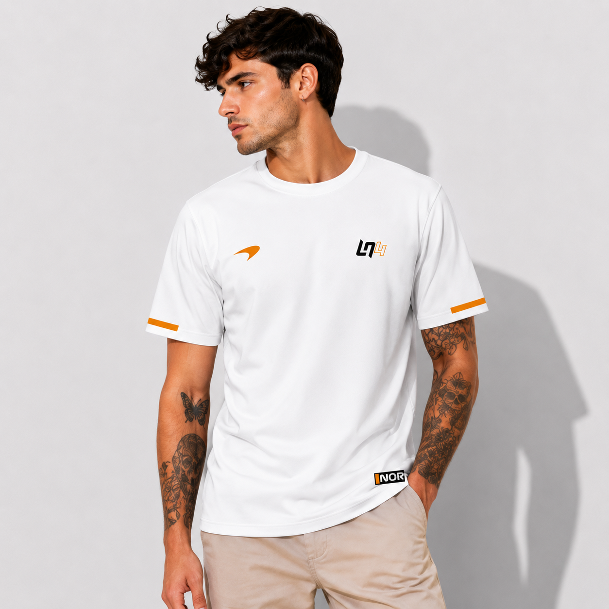 Lando Norris Motorsport White Half Sleeve T-Shirt