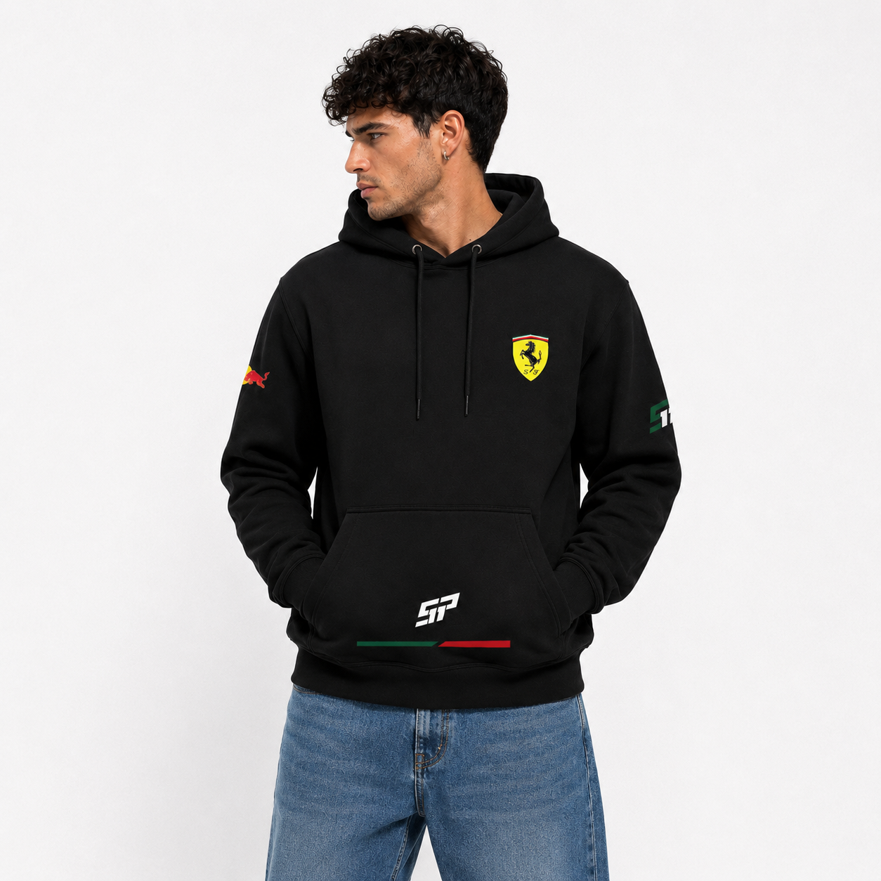 Red Ferrari Hoodie Black