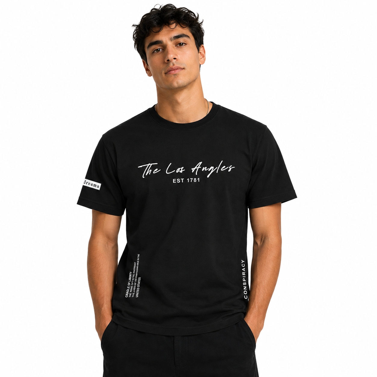 Rag Los Angels Black Half Sleeve T-Shirt