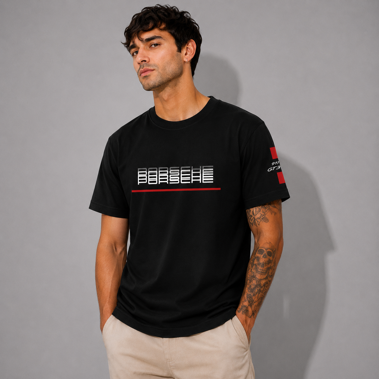 Porsche Motorsport Black Half Sleeve T-Shirt