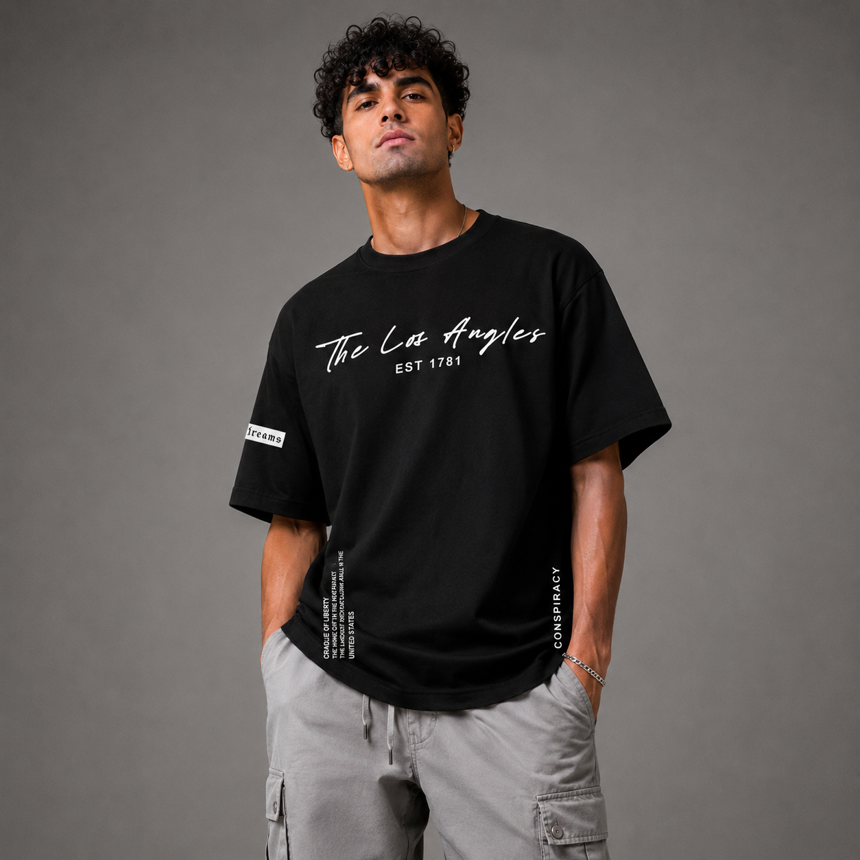 Rag Los Angels Black Oversized T-Shirt