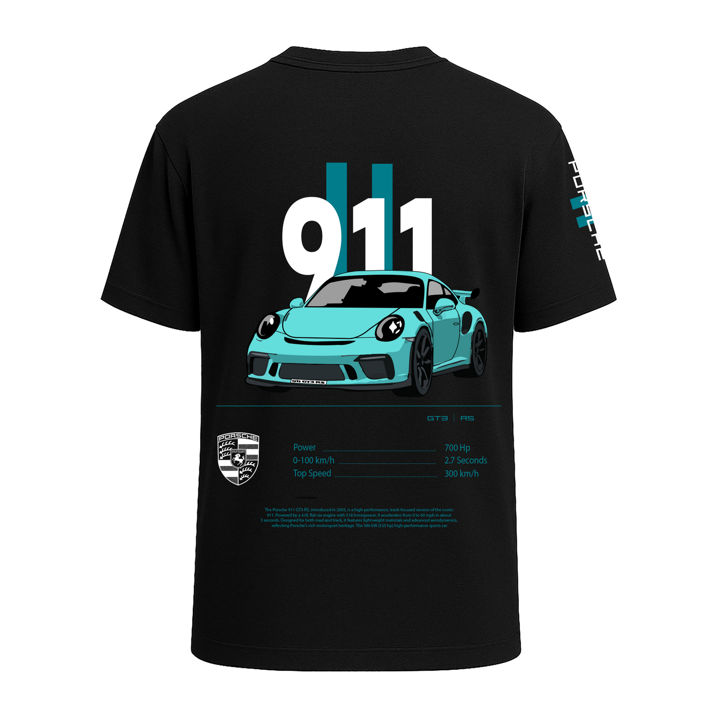 Porsche 911 Motorsport Black Half Sleeve T-Shirt