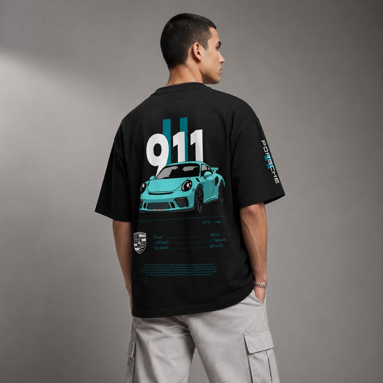 Porsche 911 Motorsport Black Oversized T-Shirt