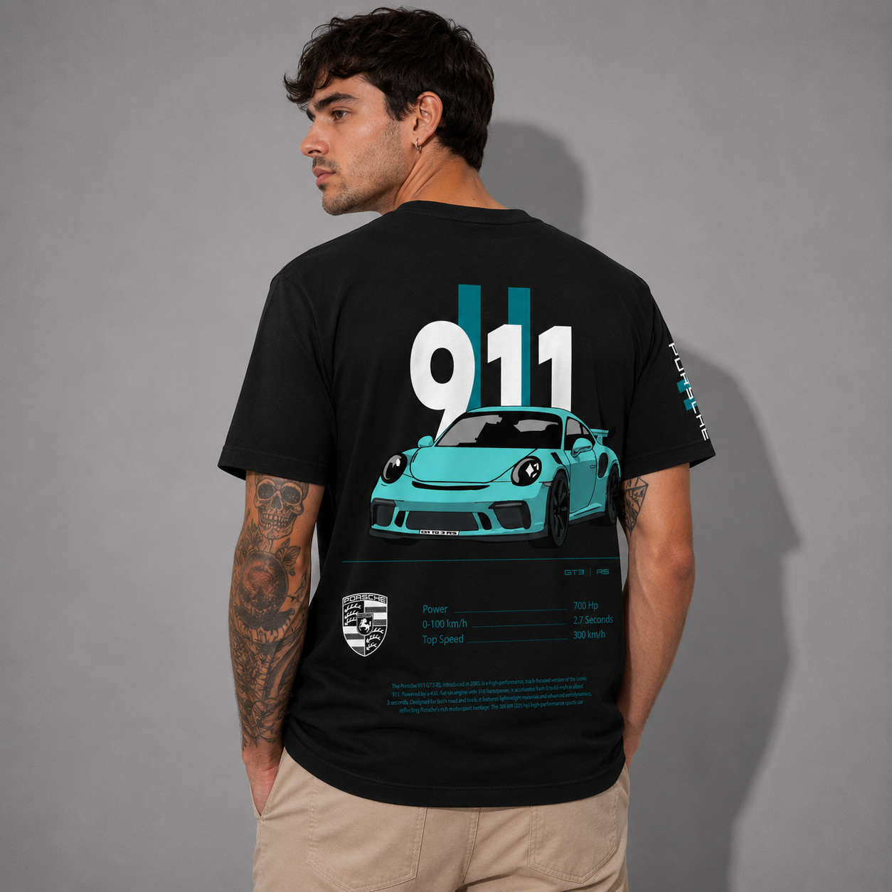 Porsche 911 Motorsport Black Half Sleeve T-Shirt