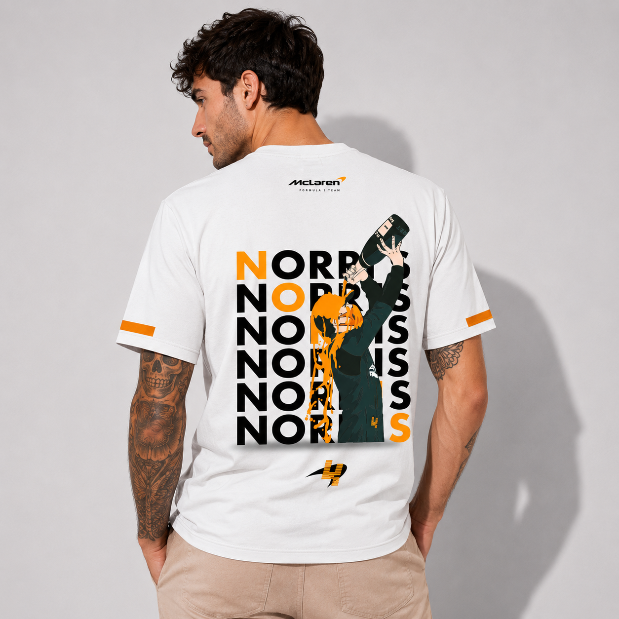 Lando Norris Motorsport White Half Sleeve T-Shirt