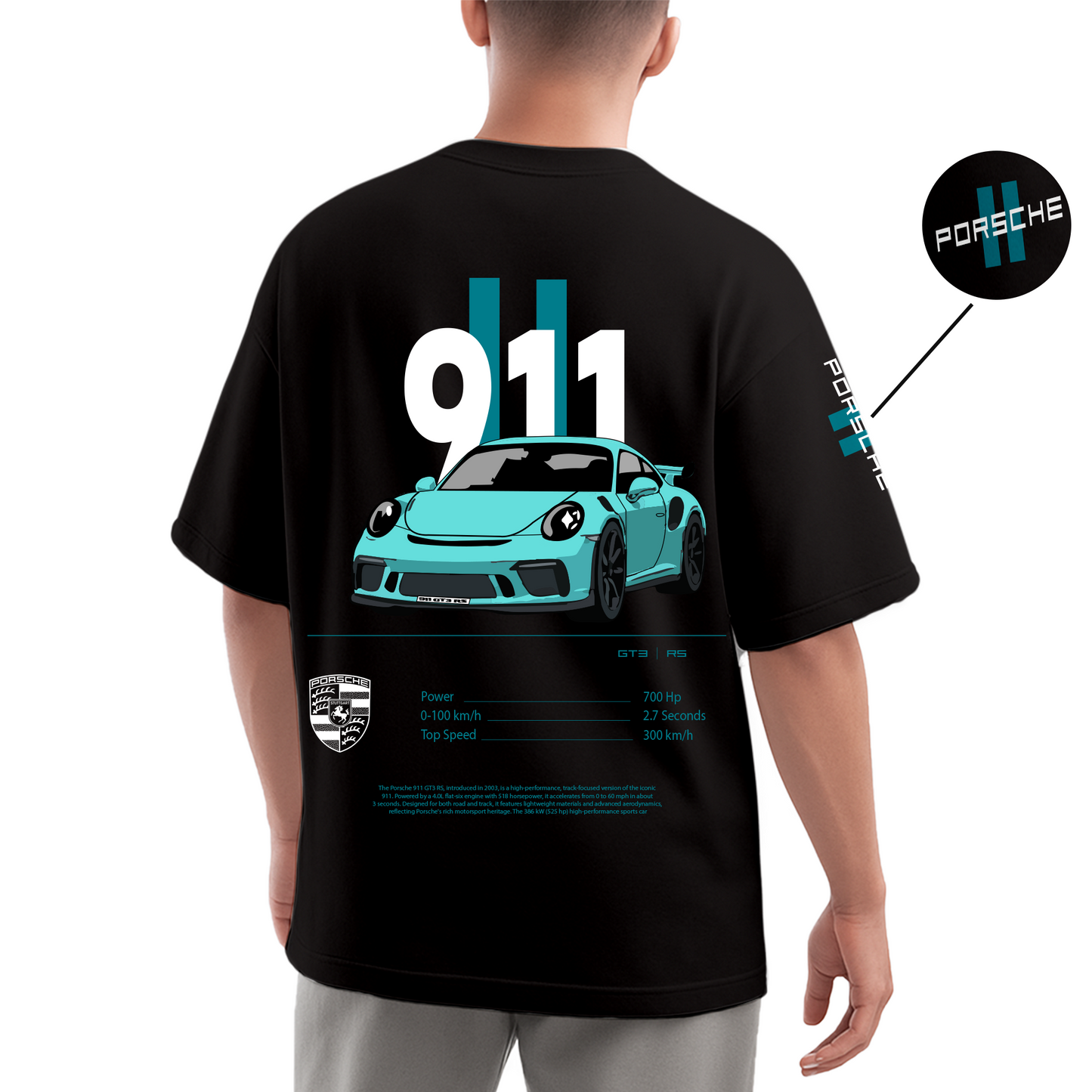 Porsche 911 Motorsport Black Oversized T-Shirt