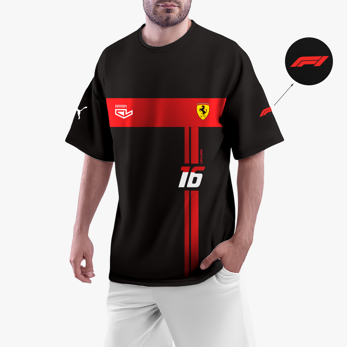 Motorsport Ferrari Leclerc 16 Oversized T-Shirts