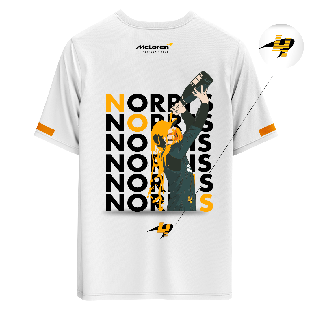Lando Norris Motorsport White Half Sleeve T-Shirt