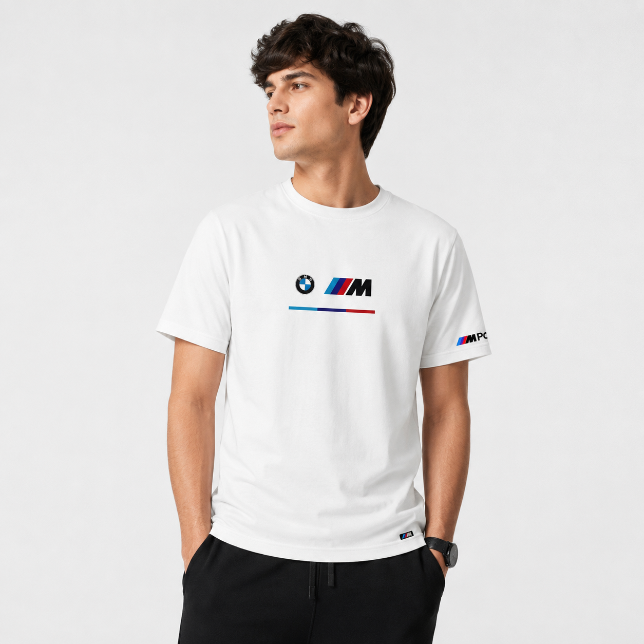 BMW High Density White Half Sleeve T-Shirt