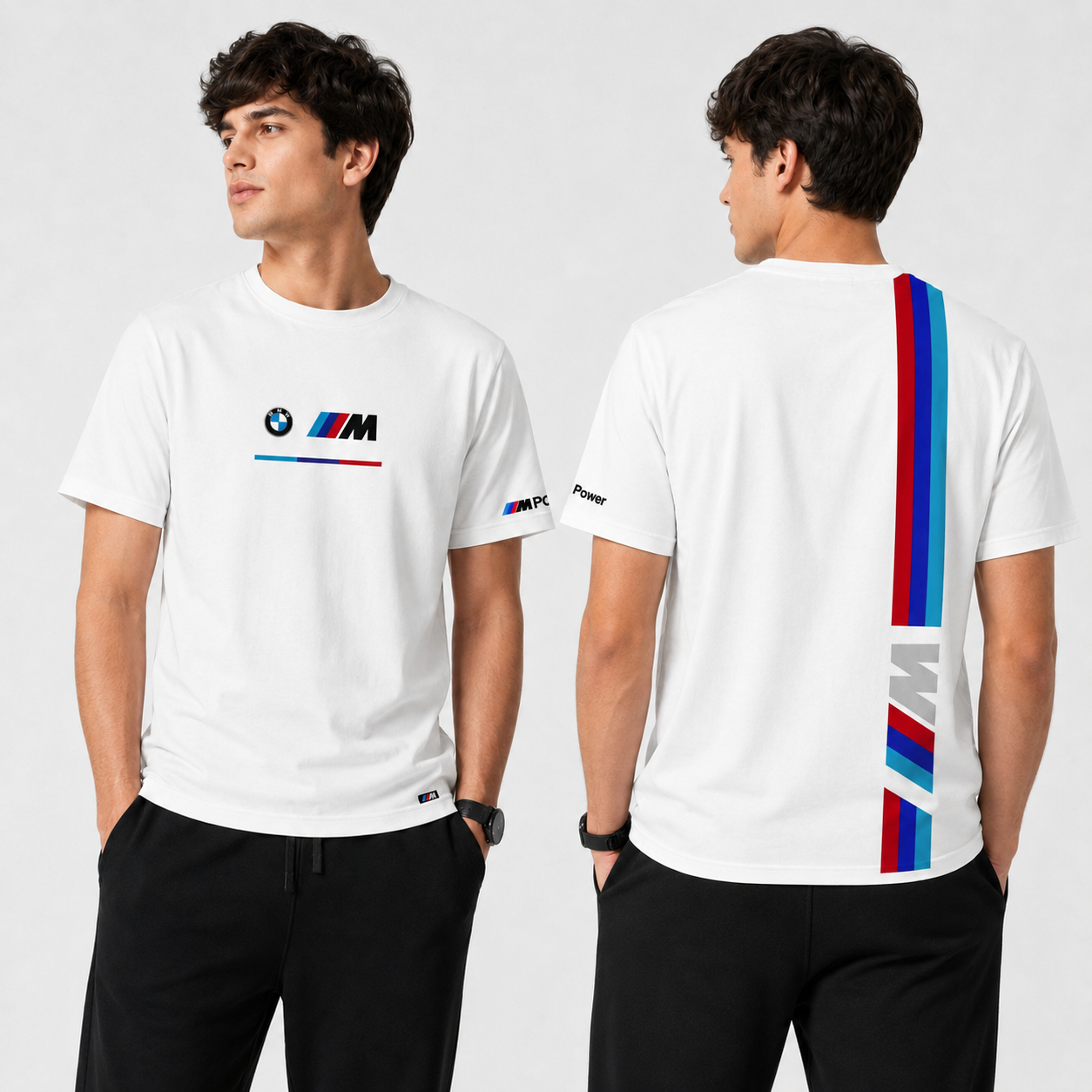 BMW High Density White Half Sleeve T-Shirt