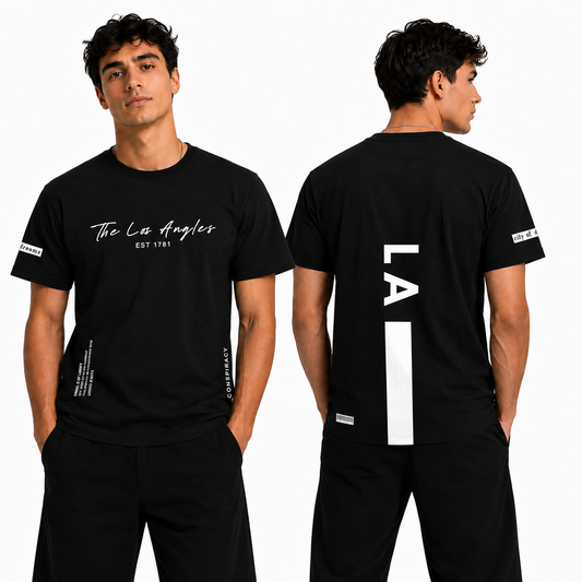 Rag Los Angels Black Half Sleeve T-Shirt