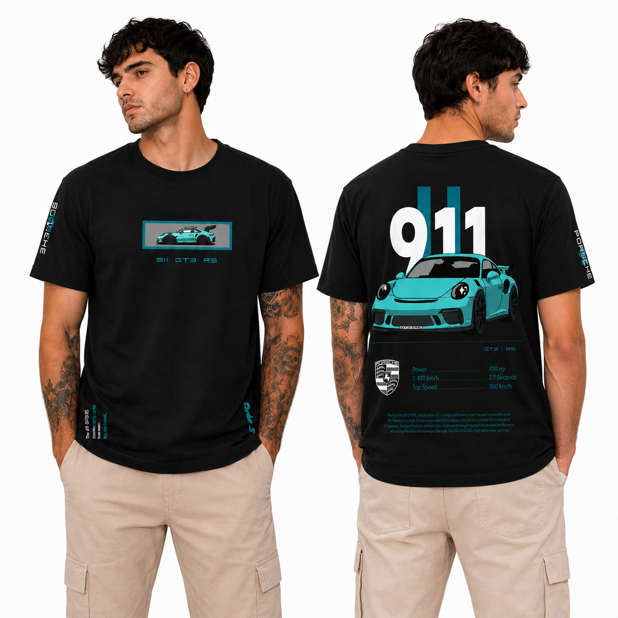 Porsche 911 Motorsport Black Half Sleeve T-Shirt