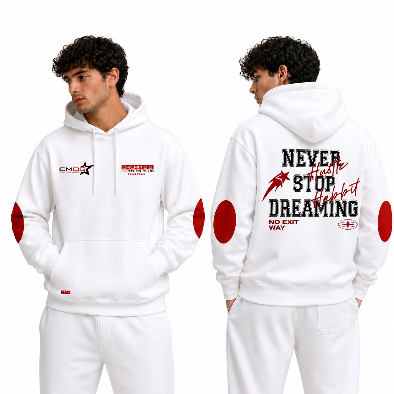 Rag Never Stop Pushing White Hoodie