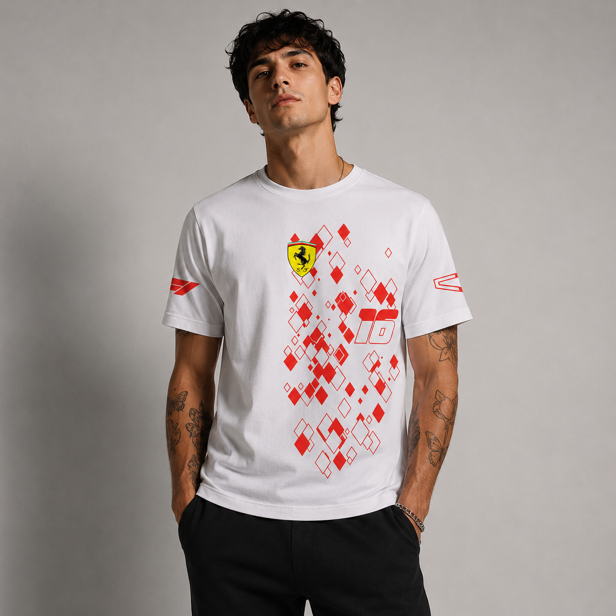 Rag Leclerc White Half Sleeve T-Shirt